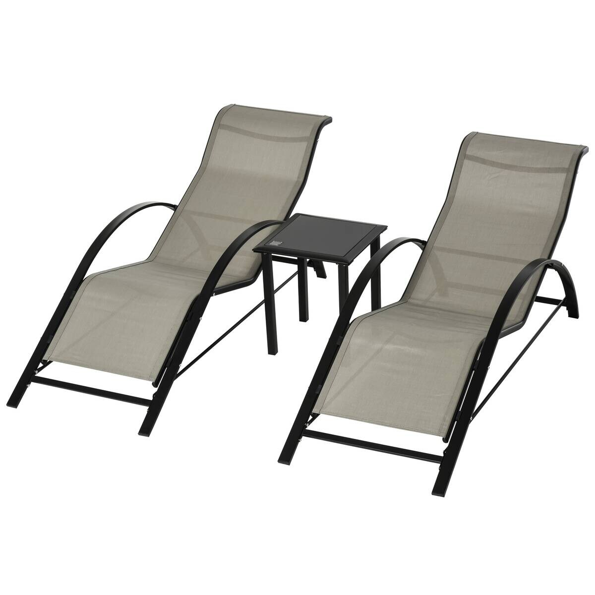 Outsunny Gartenliege schwarz Edelstahl B/H/L: ca. 169x59x66 cm