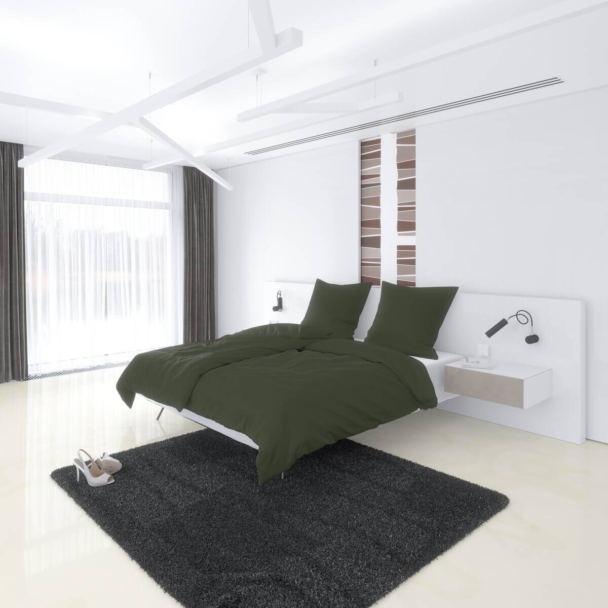 Baumwoll Bettwäsche Renforce dunkelgrün Baumwolle B/L: ca. 135x200 cm