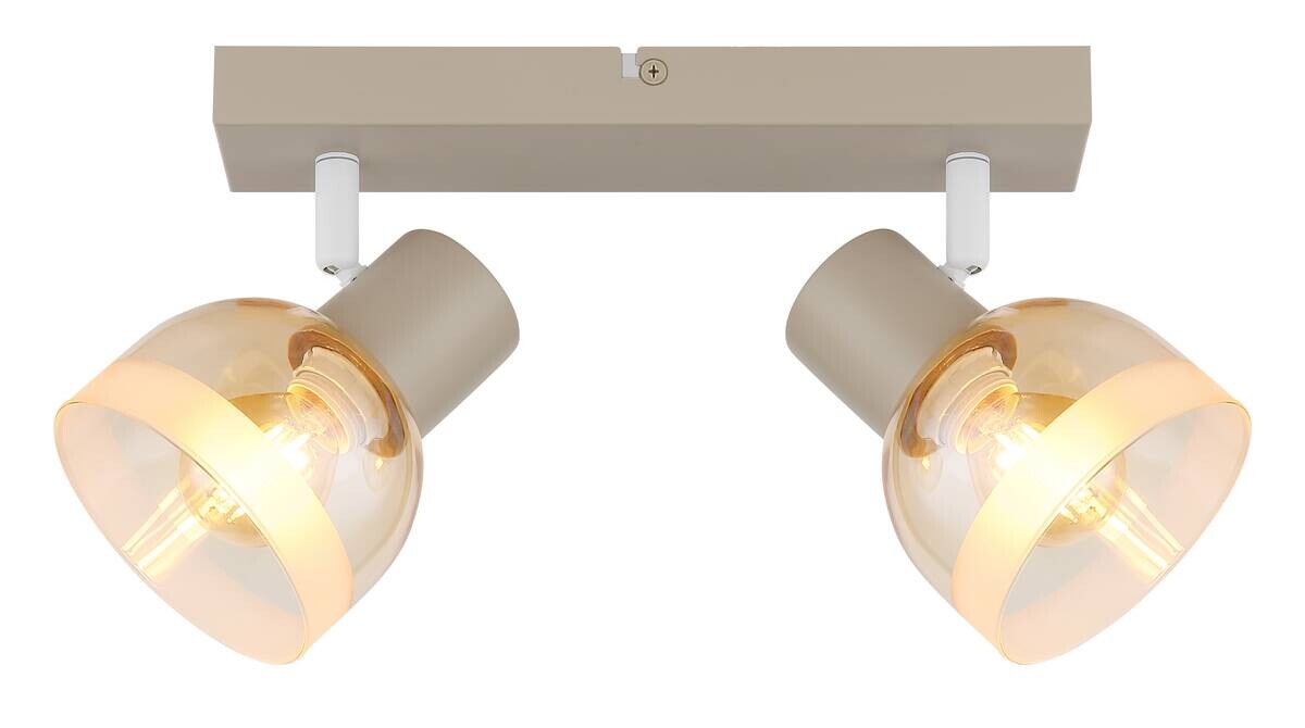 GLOBO Spot amber sand Glas Metall B/H/L: ca. 10x14x26 cm E14 2 Brennstellen