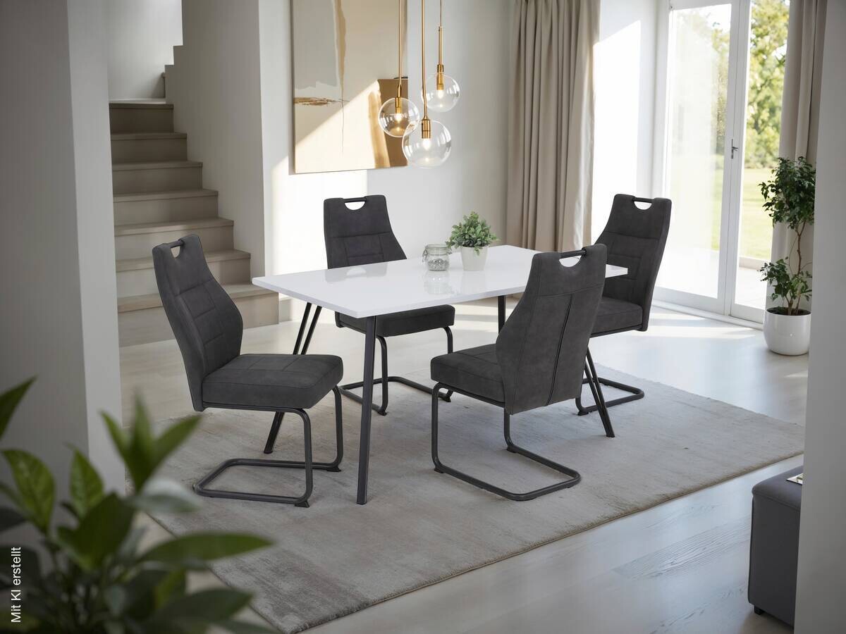 Schwingstuhl Linda II, 2er-Set anthrazit Metall Microfaser B/H/T: ca. 44x97x65 cm
