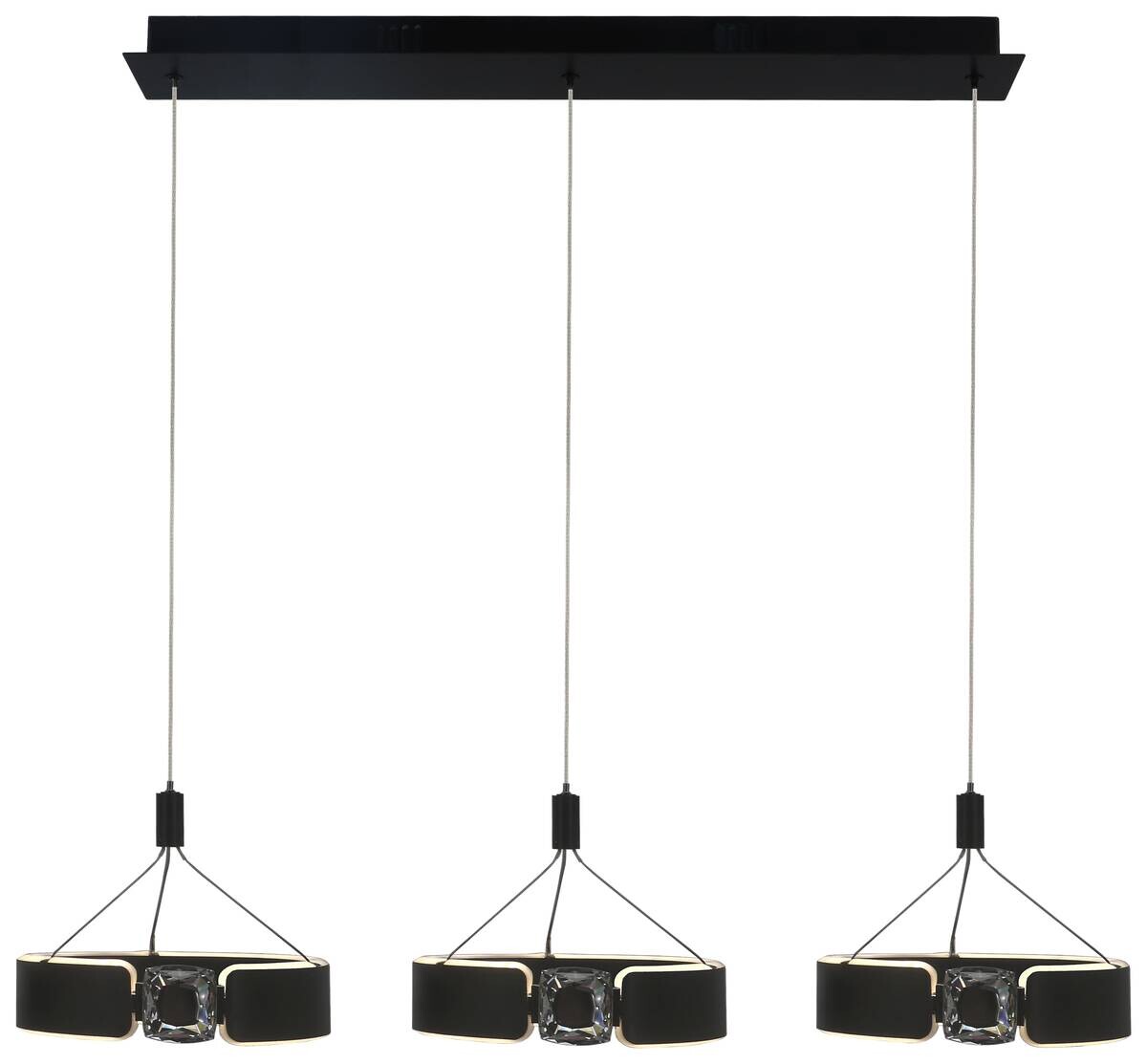 POCOline LED-Pendelleuchte Rings schwarz Metall B/H/L: ca. 22x120x82 cm