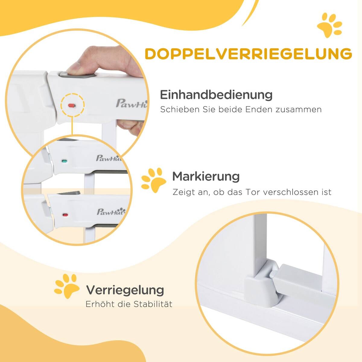 PawHut Schutzgitter weiß Edelstahl B/H/L: ca. 5x96x76 cm