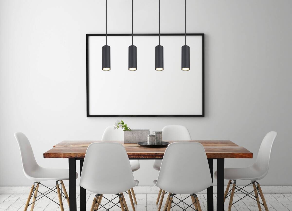 GLOBO Pendelleuchte schwarz Metall B/H/T: ca. 6x120x65 cm GU10 4 Brennstellen