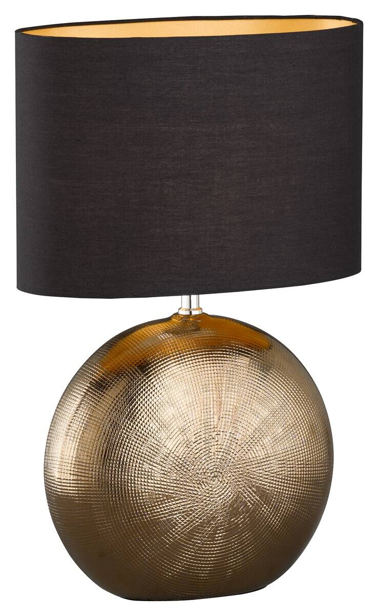 Fischer & Honsel Keramik-Tischleuchte 50556 Foro bronze schwarz Keramik Stoff E27 1 Brennstellen