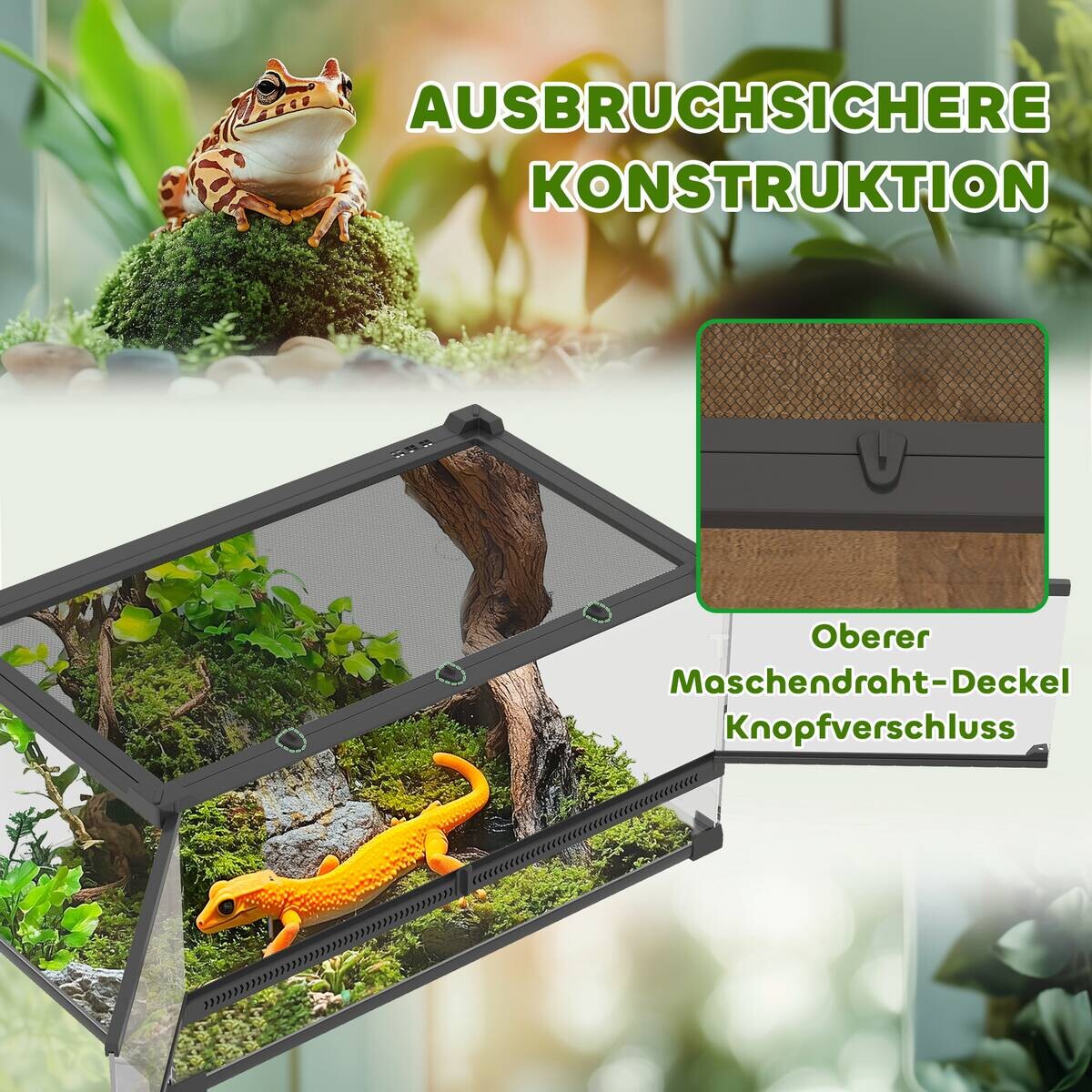PawHut Terrarium schwarz Glas B/H/L: ca. 30x25x50 cm