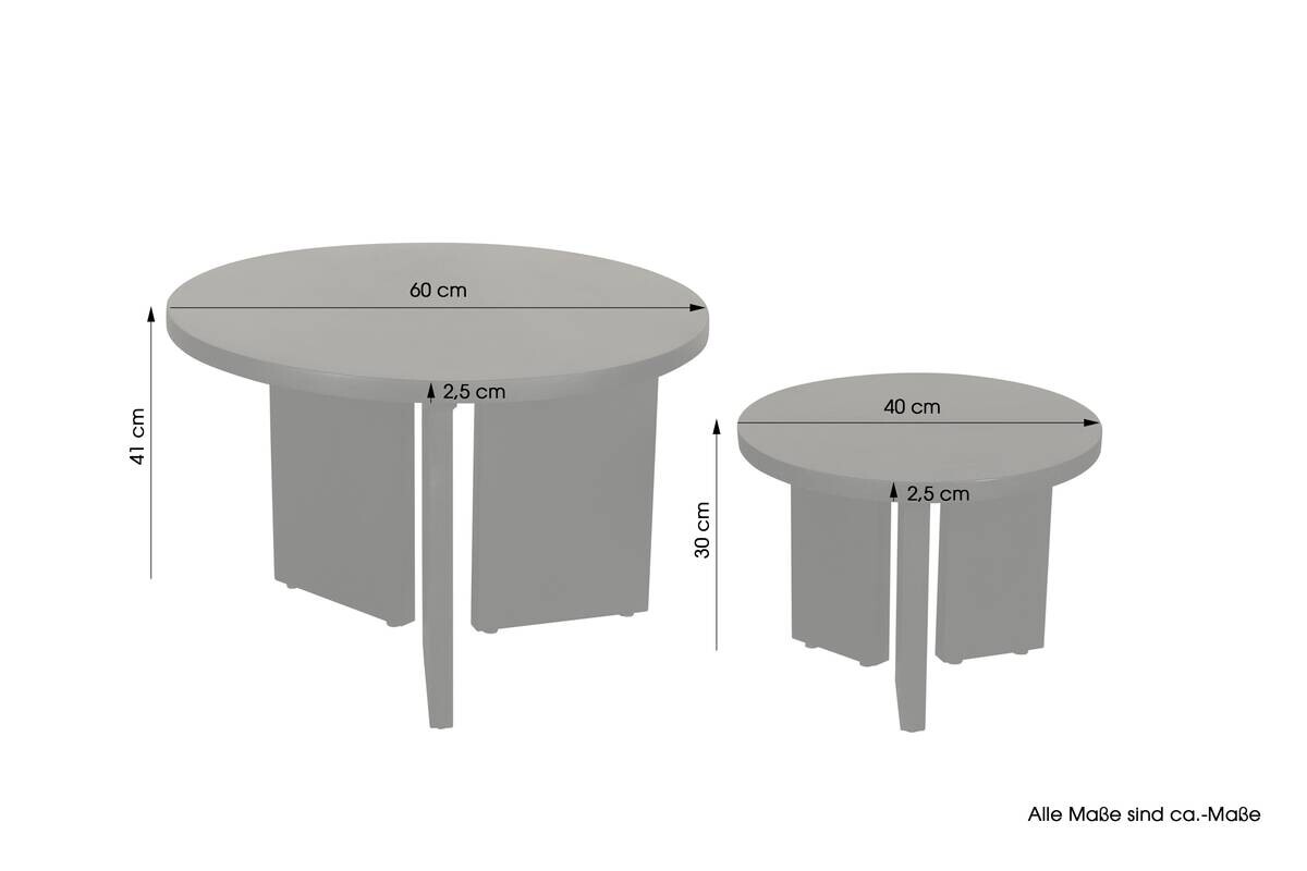 Beistelltisch ROUND, 2er-Set schwarz lackiert Akazie H/D: ca. 41x60 cm
