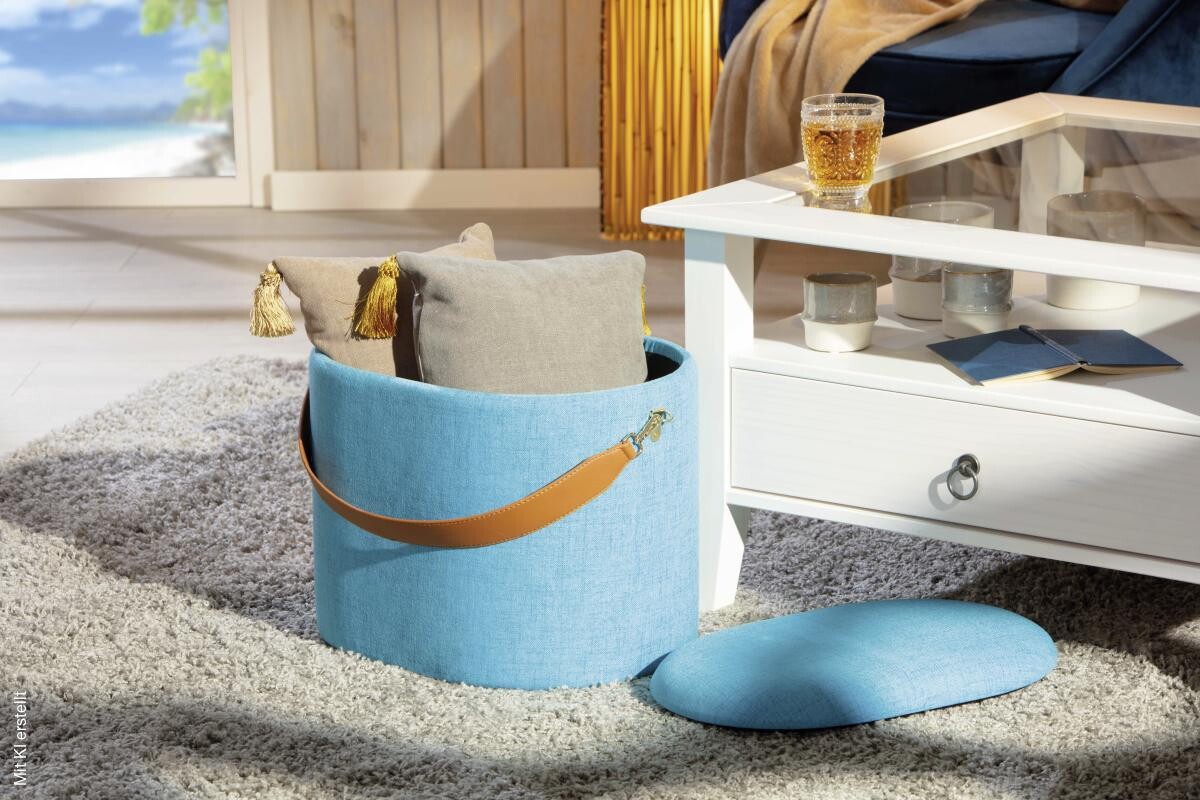 Inter Link Hocker Dilia hellblau MDF B/H/T: ca. 42x36x30 cm