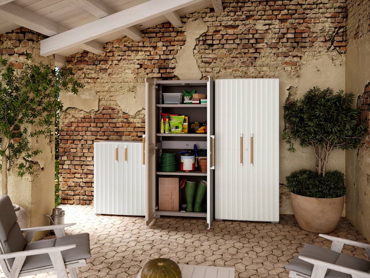 Keter Kunststoffschrank Groove beige Kunststoff B/H/T: ca. 80x180x45 cm