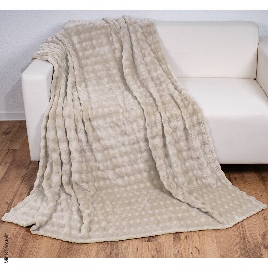 Wohndecke beige Polyester B/L: ca. 150x200 cm