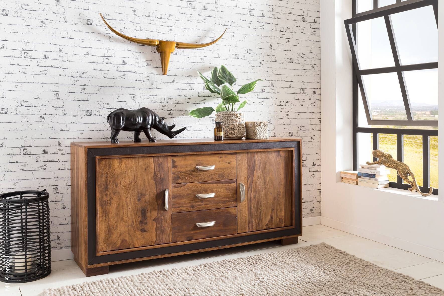 Sideboard natur schwarz B/H/T: ca. 160x80x44 cm