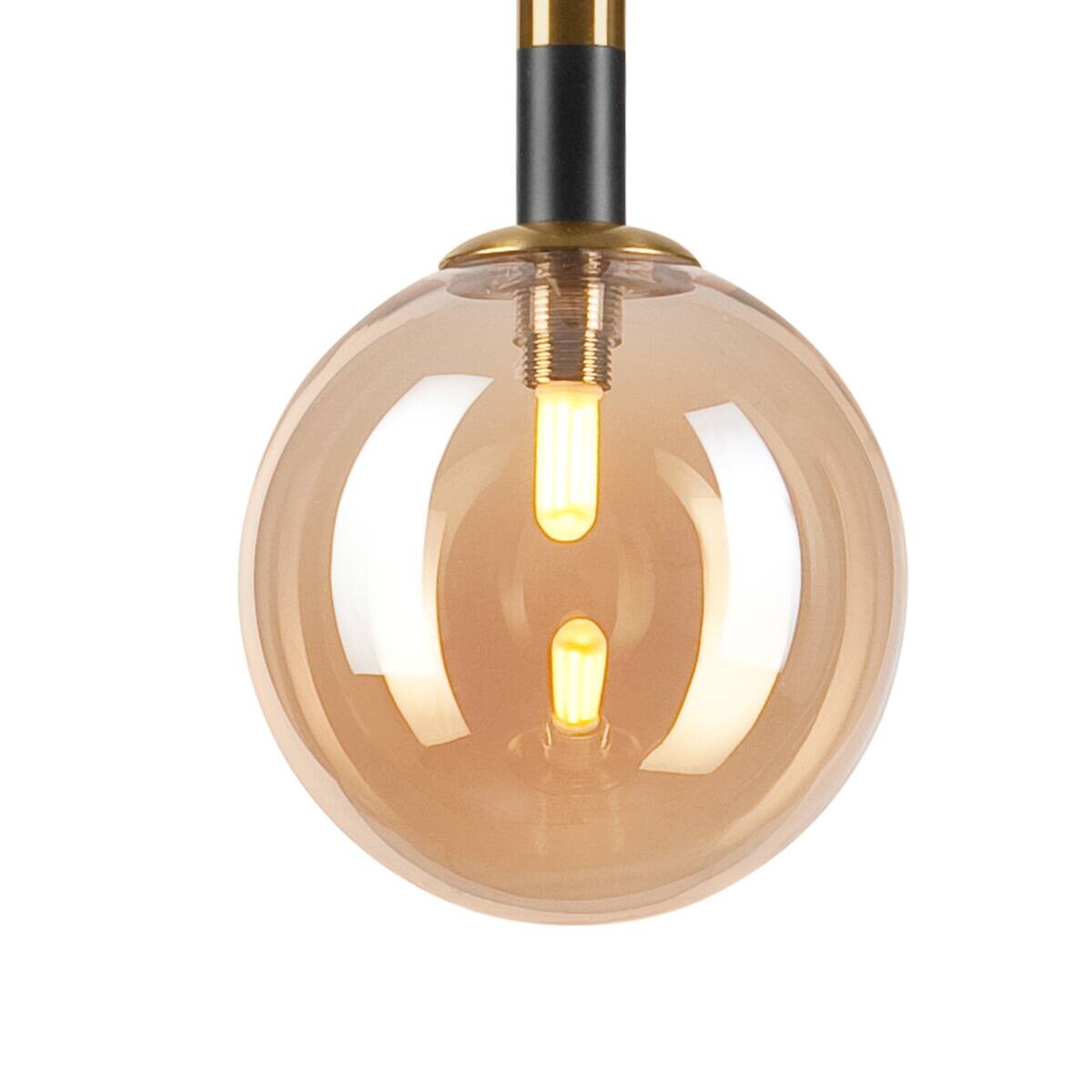 Lamkur Pendelleuchte Rollo gold schwarz Glas Stahl H/L: ca. 120x15 cm E27 1 Brennstellen