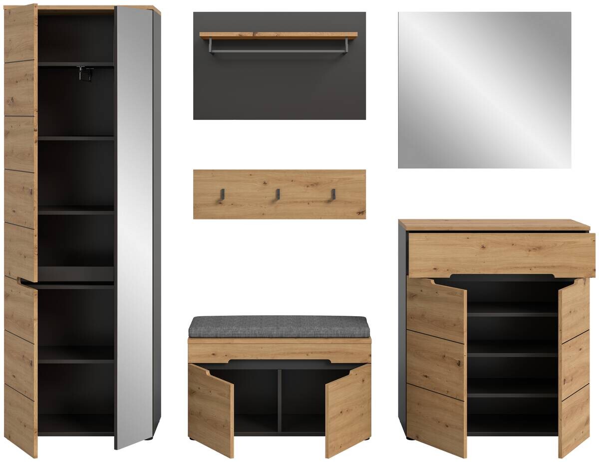 Garderobe Canu basaltgrau Nachbildung Artisan Nachbildung B/H/T: ca. 255x190x37 cm