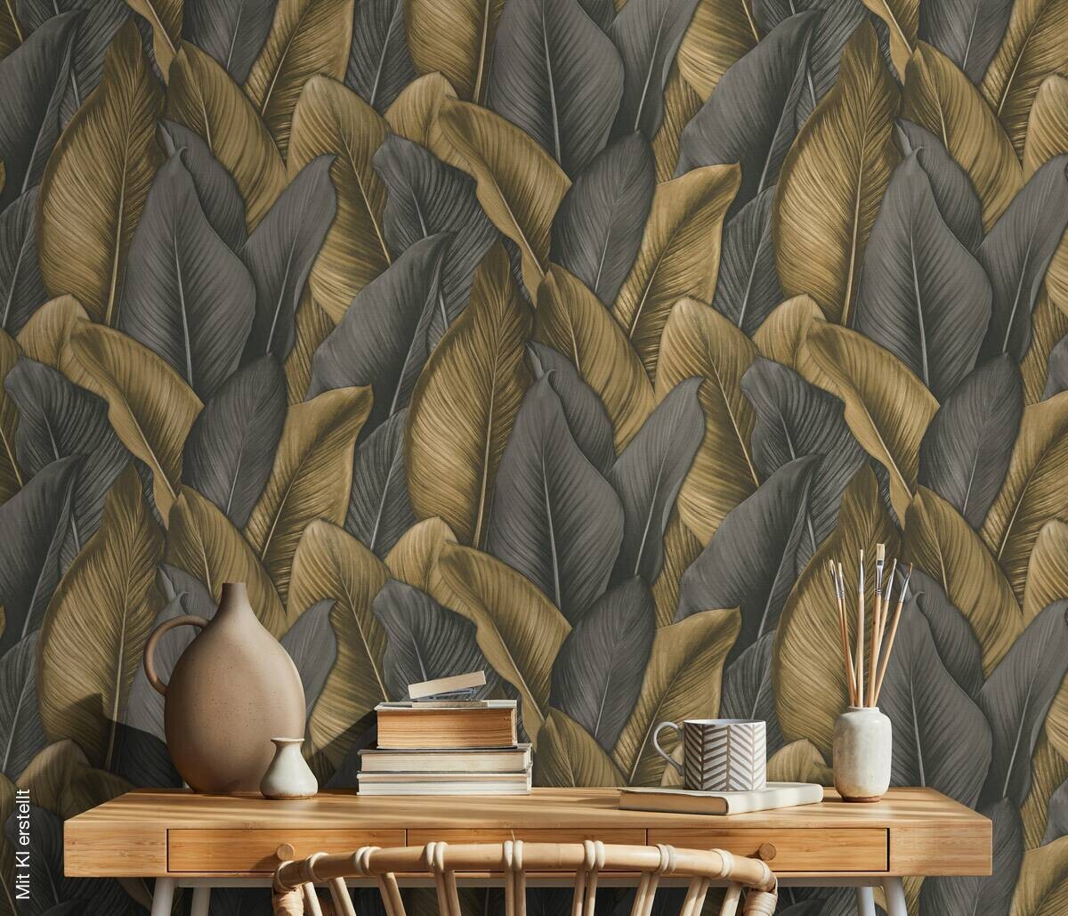 Erismann Vliestapete Blätter braun grau B/L: ca. 53x1005 cm