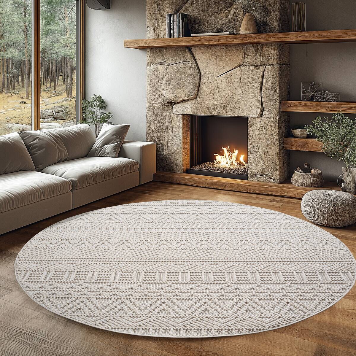 Ayyildiz Kurzflorteppich HELIX creme B/H/L: ca. 200x0,7x200 cm