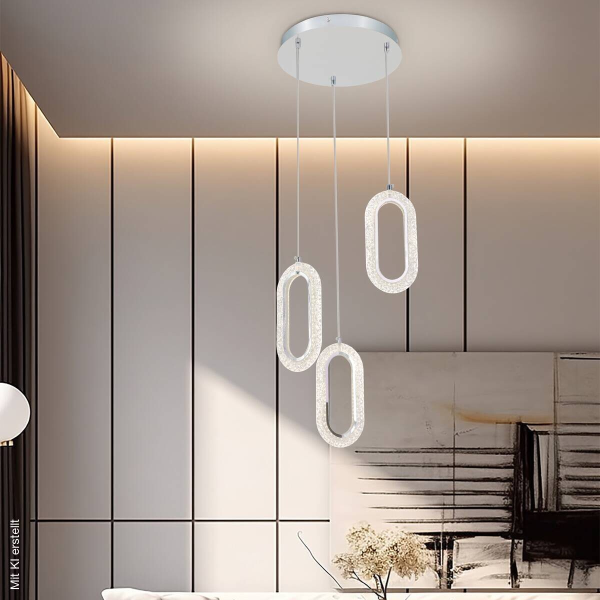 POCOline LED-Pendelleuchte Alfredo Chrom Metall Acryl B/H/L: ca. 30x143x30 cm