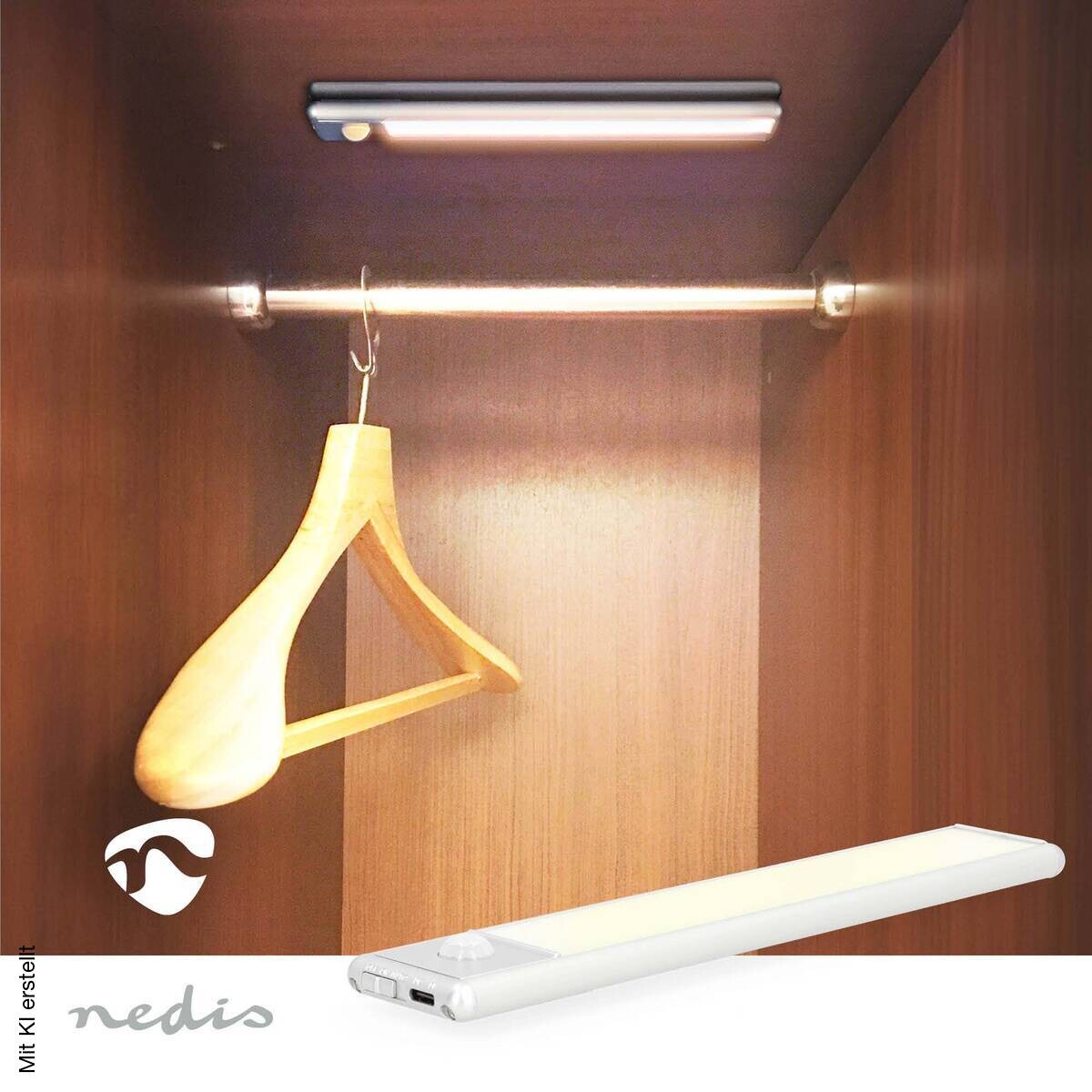Nedis Schrankleuchte silber Aluminium Polycarbonat B/H/L: ca. 4x20,5x1,4 cm