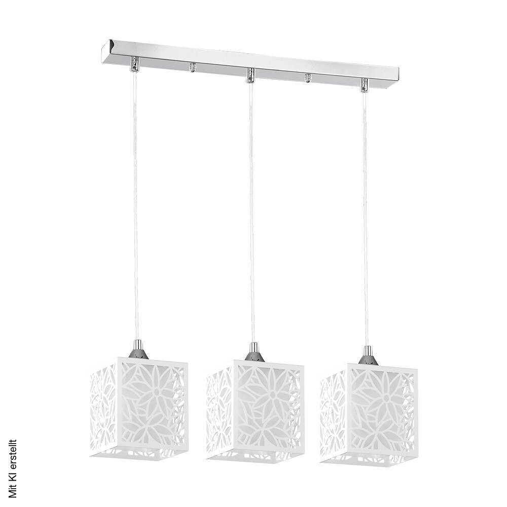 SPOT Light Pendelleuchte Anika weiß Chrom Metall Glas Kunststoff B/H/T: ca. 53x125x13 cm E27 3 Brennstellen