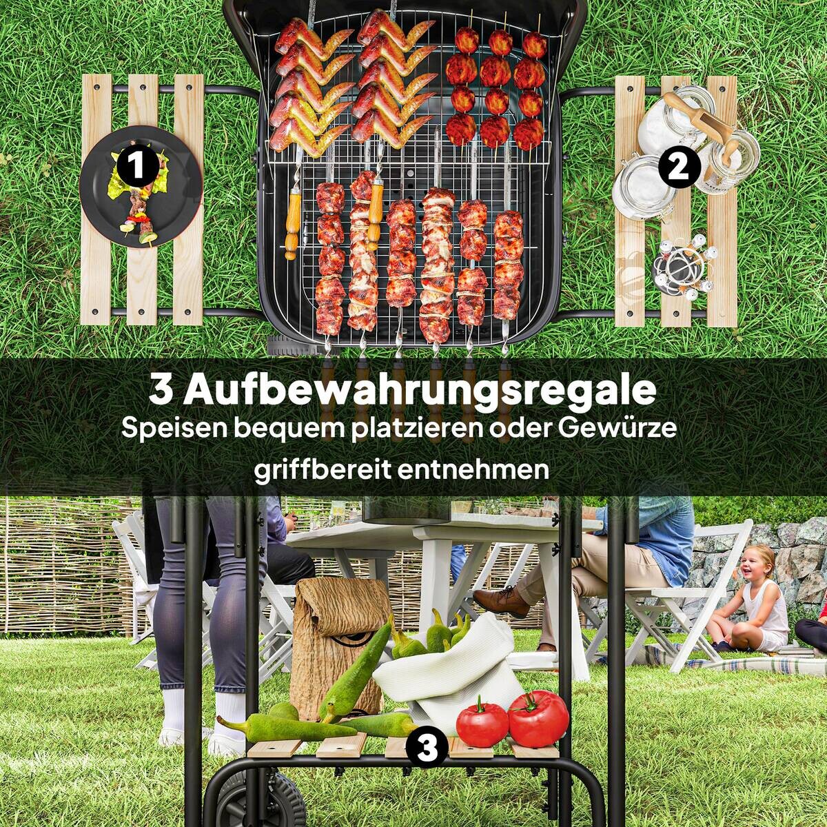 Outsunny Grill Stahl B/H/L: ca. 54x91x98 cm