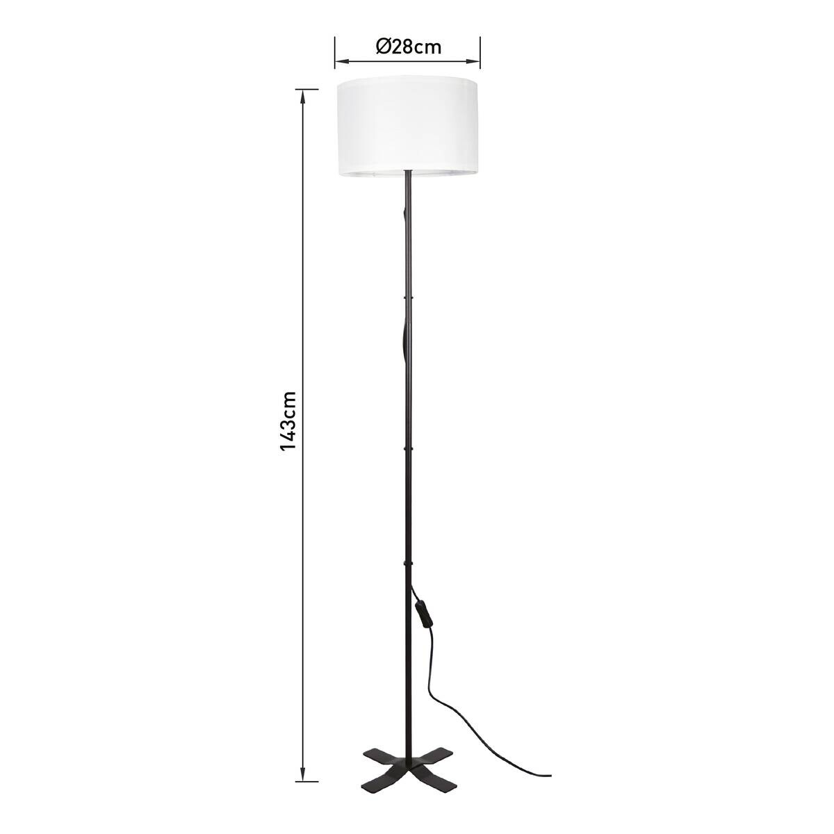 POCOline Stehlampe Zero schwarz Kunststoff Metall H/D: ca. 143x28 cm E27 1 Brennstellen