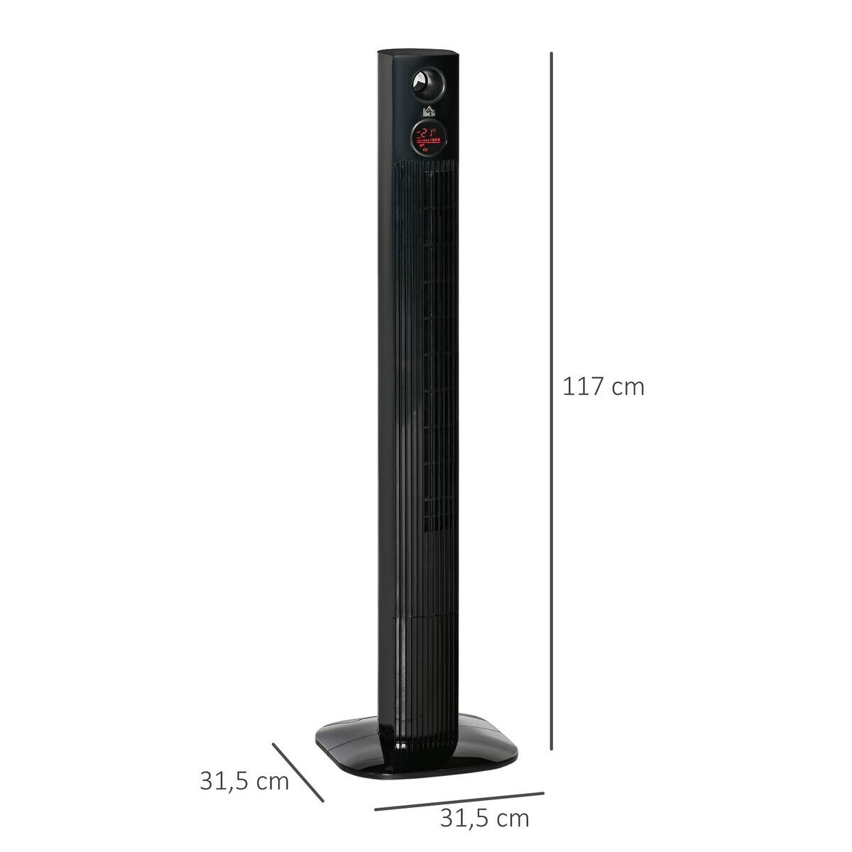 HOMCOM Ventilator schwarz Kunststoff Polypropylen Edelstahl B/H/L: ca. 31,5x31,5x117 cm