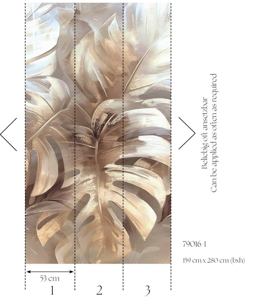 Livingwalls Fototapete Blätter creme beige B/L: ca. 280x159 cm metallic