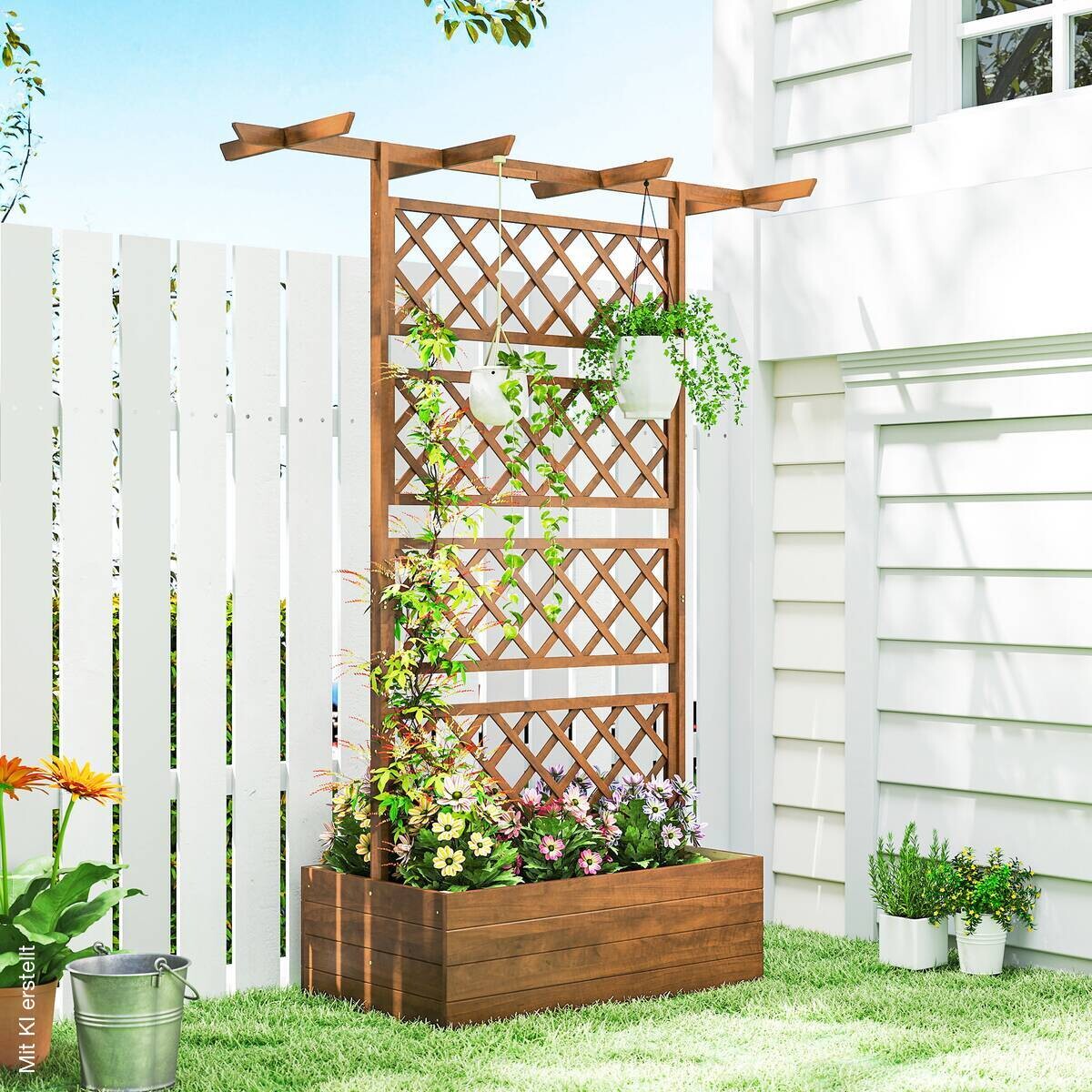 Outsunny Hochbeet mit Rankengitter orange B/H/T/L: ca. 55x183x55x160 cm