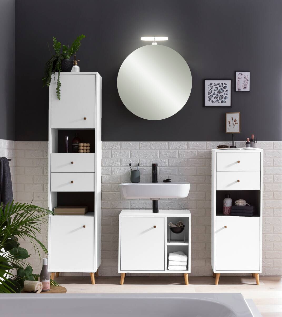 Unterschrank Bjarne weiß matt B/H/T: ca. 70,7x74,3x17 cm