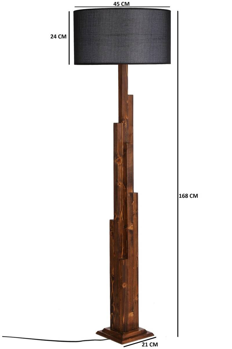 Stehleuchte nussbaum schwarz Stoff B/H/L/D: ca. 45x160x45x45 cm E27 1 Brennstellen