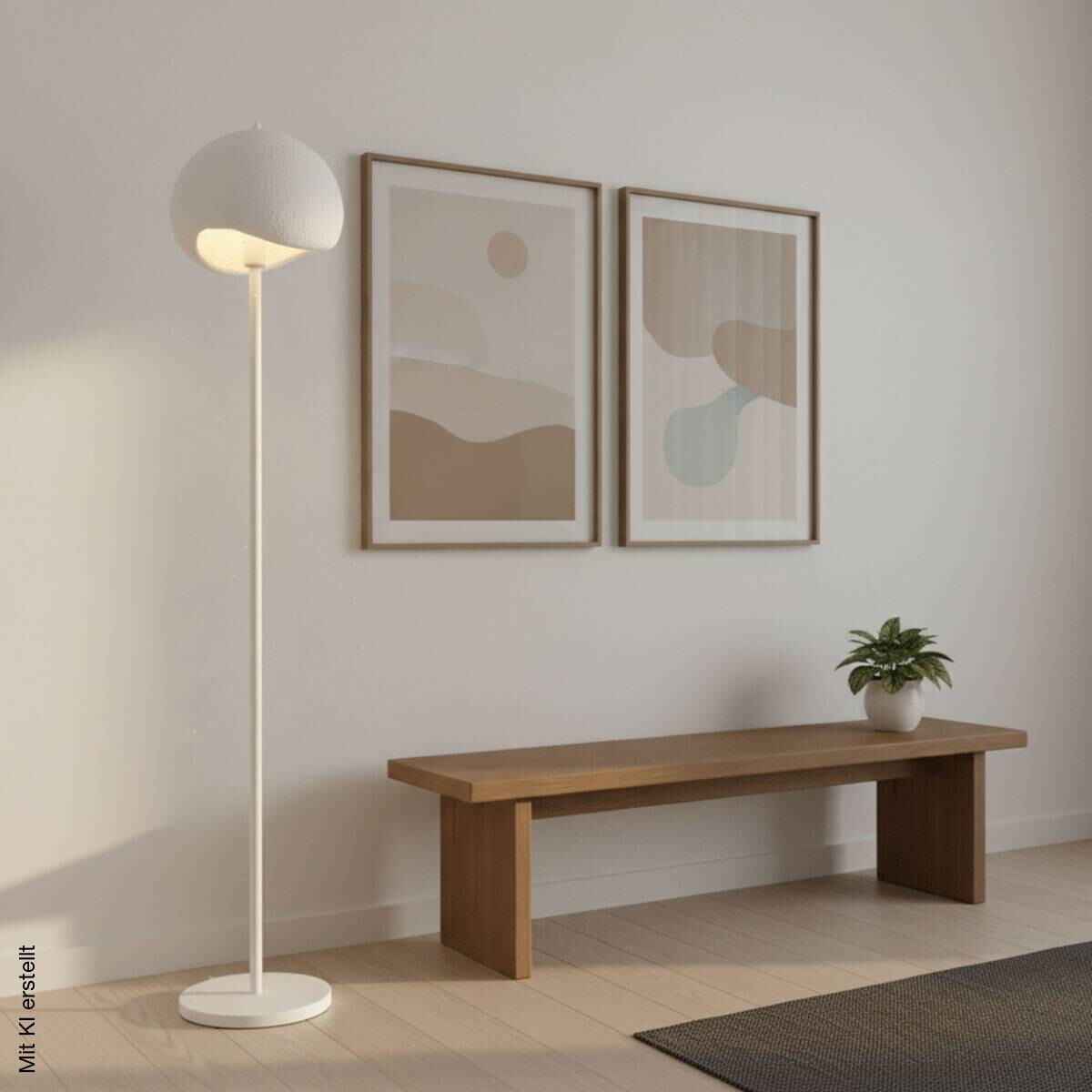 Opviq Stehlampe Yontu-15854 weiß Metall Polyester-Mischgewebe B/H/L: ca. 29x170x34 cm E27 1 Brennstellen