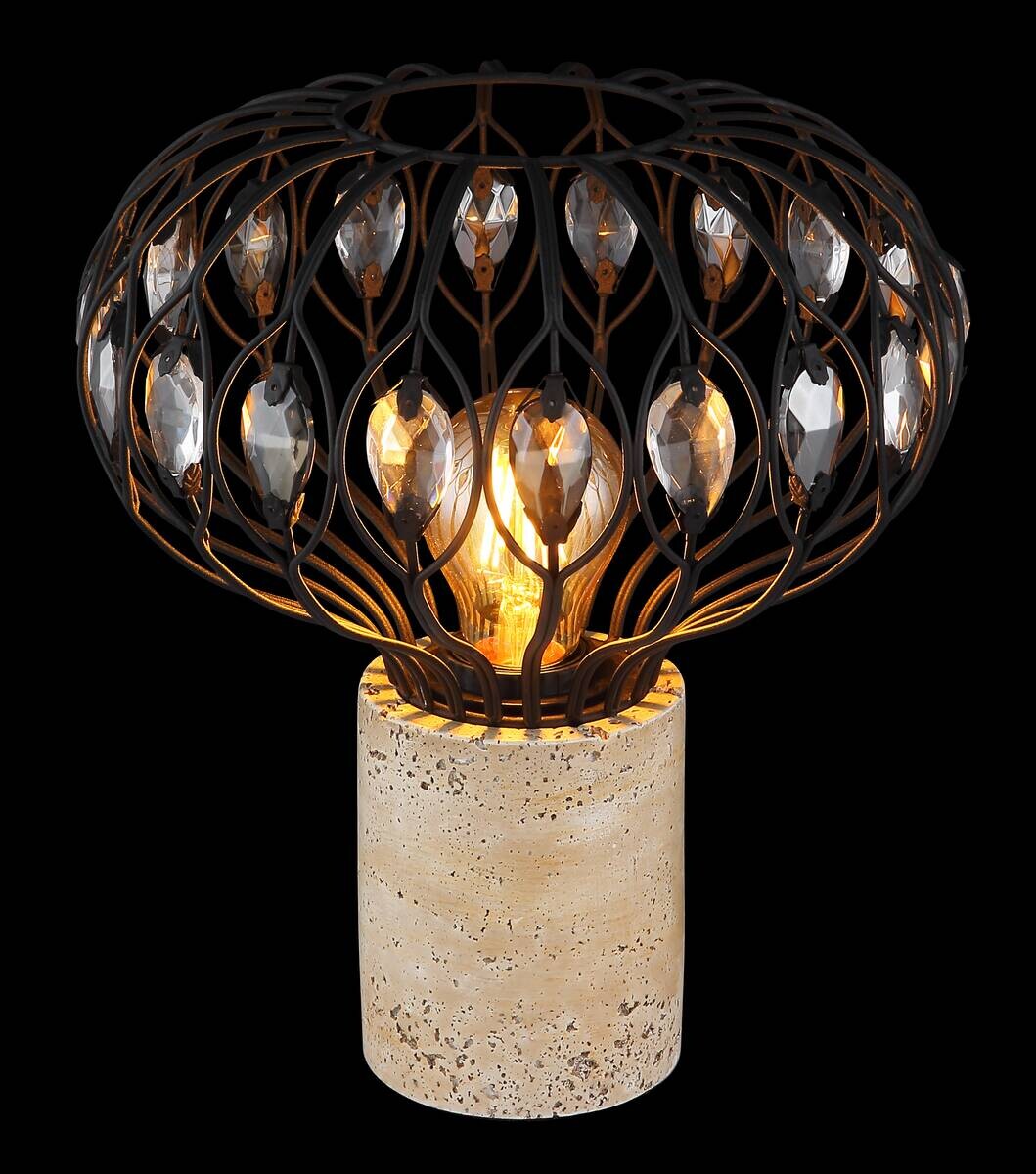 GLOBO Tischleuchte mattschwarz grau Rauch Metall Glas H/D: ca. 28,2x25 cm E27 1 Brennstellen
