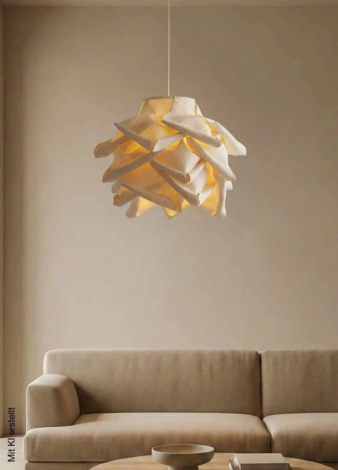 Opviq Pendelleuchte beige Kunststoff B/H/T/L/D: ca. 58x125x58x58x58 cm E27 1 Brennstellen