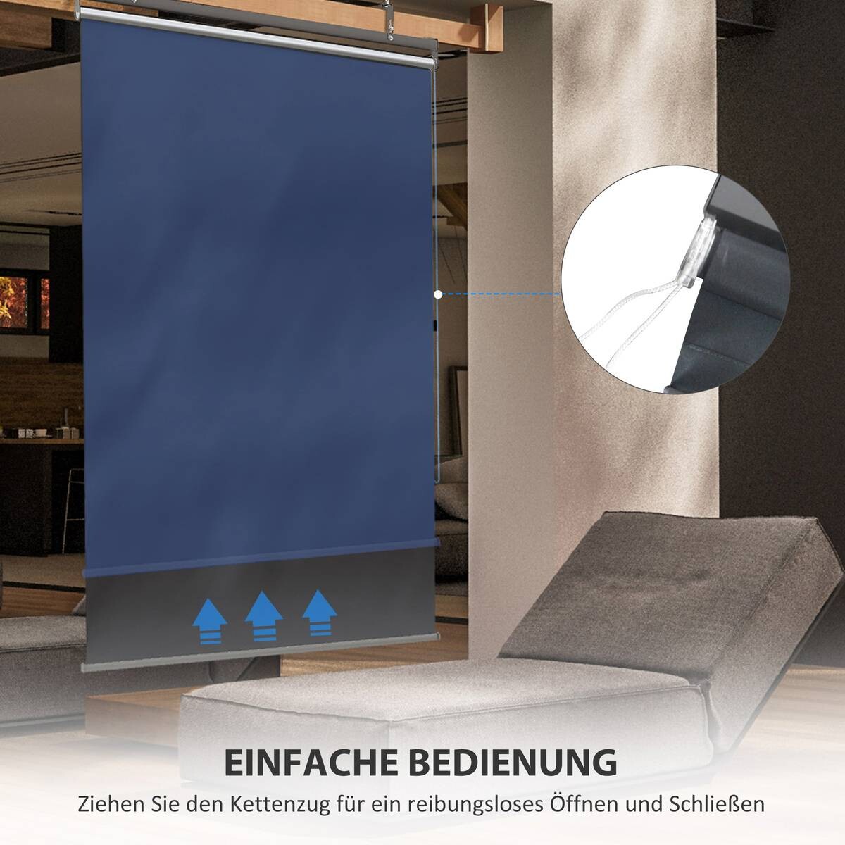 Outsunny Senkrechtmarkise mit Stahlrahmen dunkelgrau B/H/L: ca. 38x222x124 cm