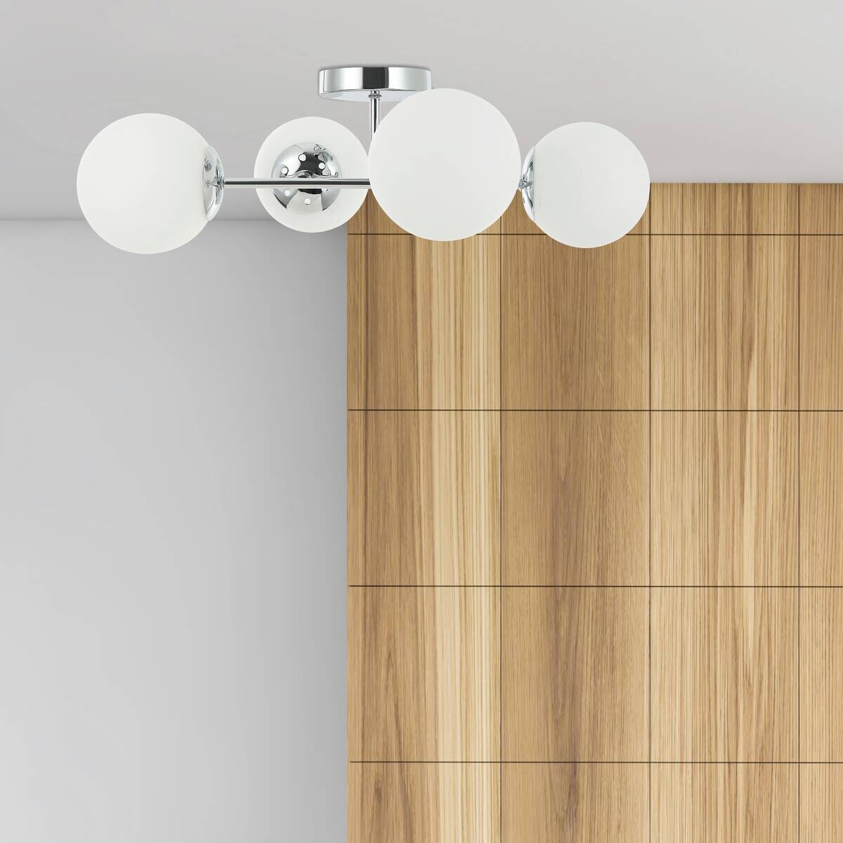 Lamkur Kronleuchter Maddie Chrom Stahl Glas B/H/L: ca. 19x44x61 cm E14 4 Brennstellen