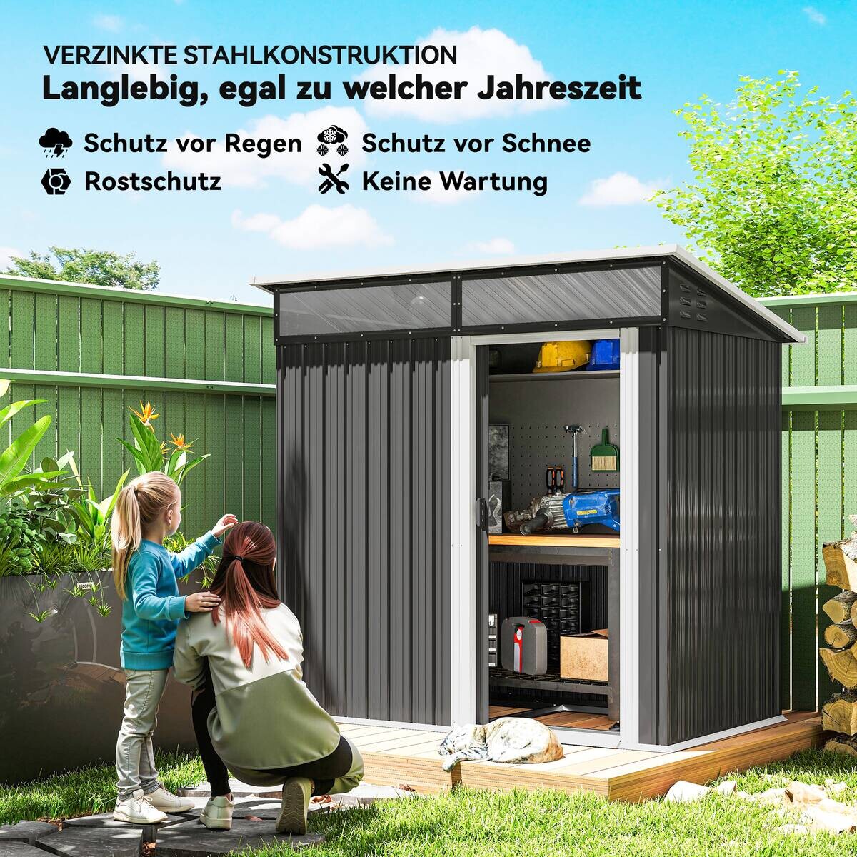 Outsunny Gerätehaus dunkelgrau B/H/L: ca. 122x182x195 cm
