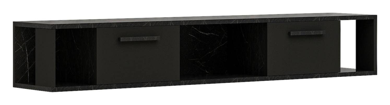 TV-Lowboard Aldora schwarz Marmoroptik B/H/T: ca. 160x30x30 cm