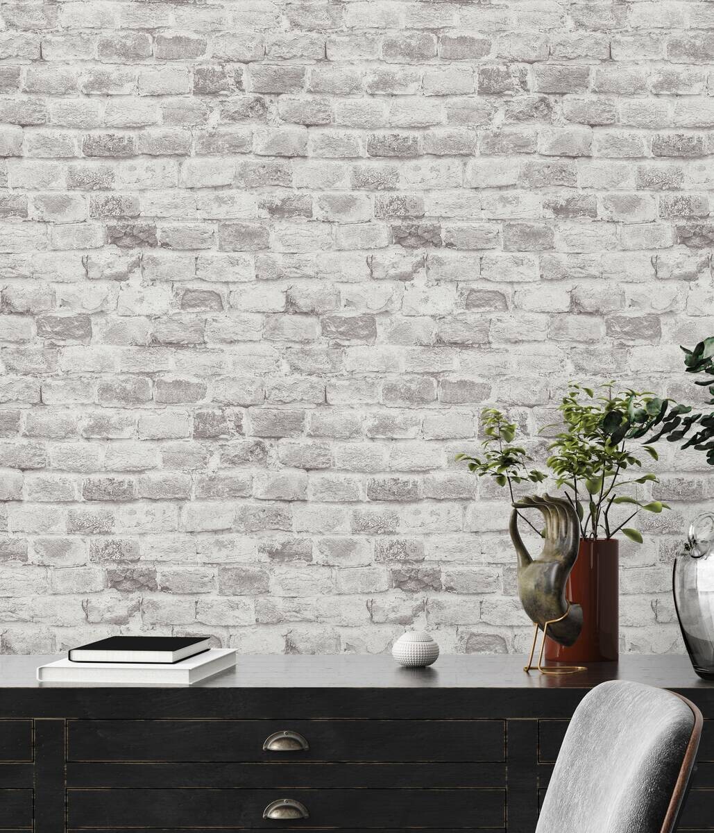 A.S.Creation Vliestapete grau weiß B/H/D: ca. 53x1005x8,6 cm