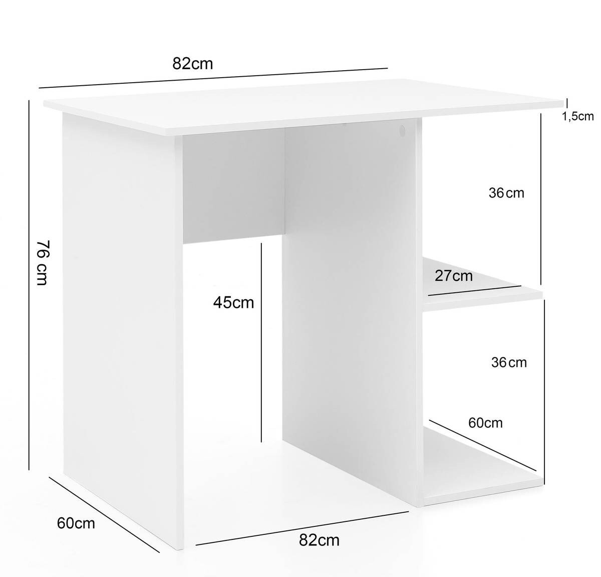 Schreibtisch weiß B/H/T: ca. 82x76x60 cm