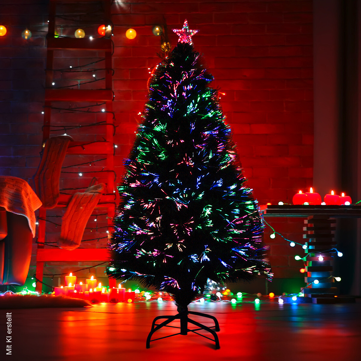 HOMCOM Weihnachtsbaum grün Metall H/D: ca. 120x60 cm