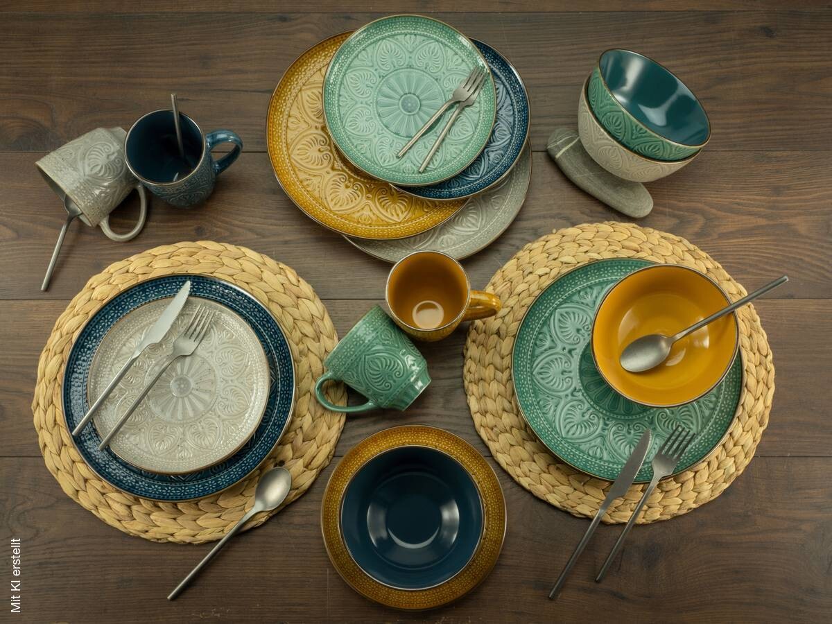 CreaTable Kombiservice Samarkand multicolor Steinzeug 16 tlg.