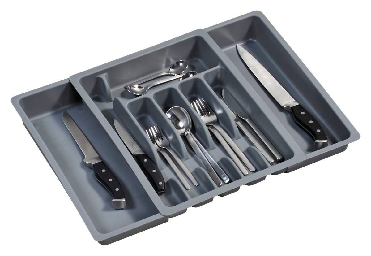 Kesper Besteckkasten grau Kunststoff B/H/T: ca. 29x6,5x38 cm