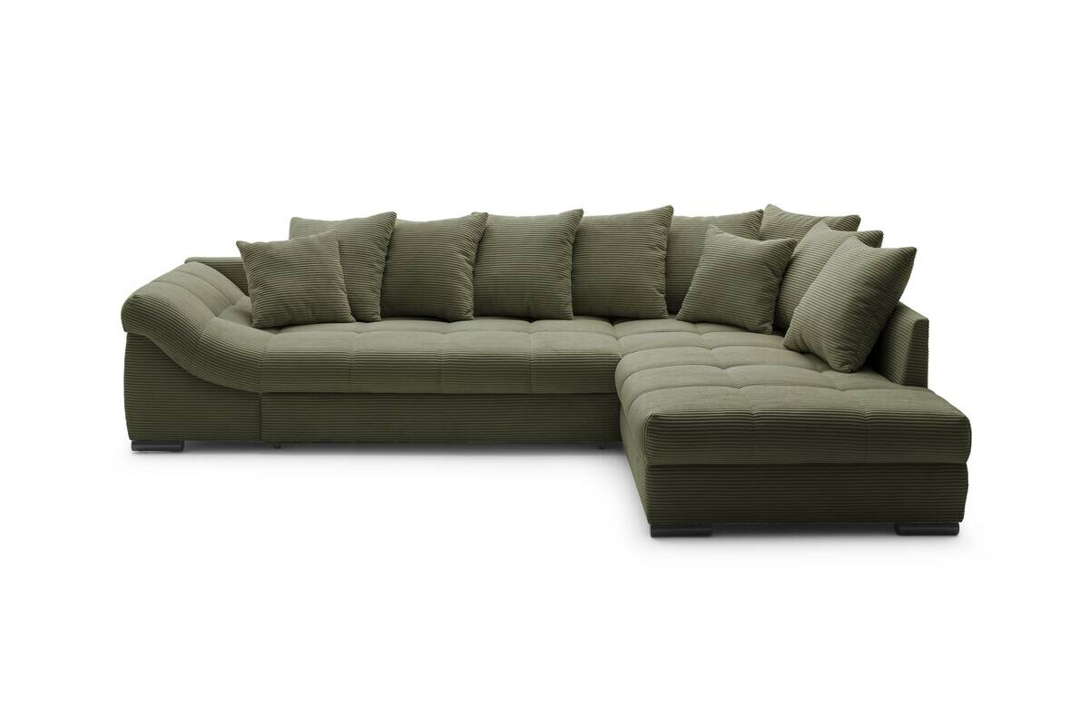 Ecksofa mit Bettfunktion grün Microfaser B/H/T: ca. 303x88x202 cm