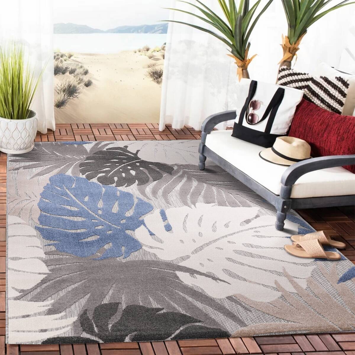 Sanat Outdoorteppich FLORAL beige B/L: ca. 200x290 cm