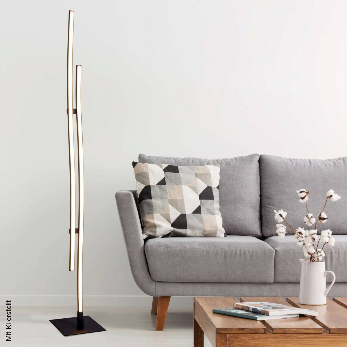 Näve Leuchten Stehlampe 2069722 schwarz Metall Kunststoff B/H/T: ca. 13x130x13 cm 2 Brennstellen