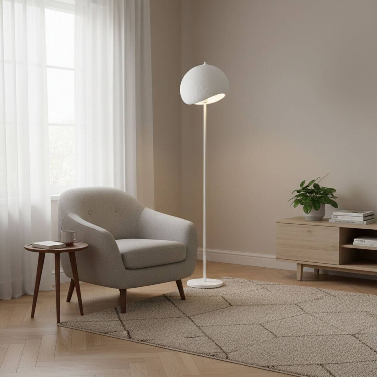 Opviq Stehlampe Yontu-15854 weiß Metall Polyester-Mischgewebe B/H/L: ca. 29x170x34 cm E27 1 Brennstellen