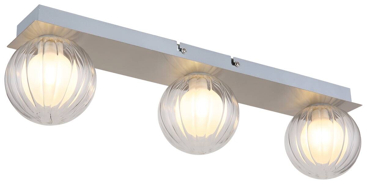 GLOBO Deckenleuchte Ander 41928-3N silber Alu Glas B/L: ca. 10x50 cm G9 3 Brennstellen