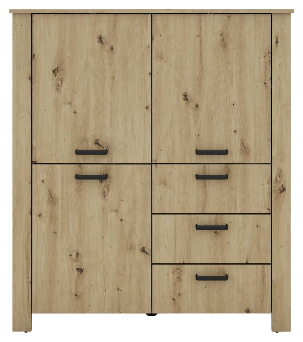 Highboard FARO Eiche schwarz B/H/T: ca. 120x137x40 cm
