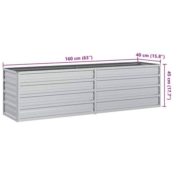 Garten-Hochbeet silber Stahl B/H/L: ca. 40x45x160 cm