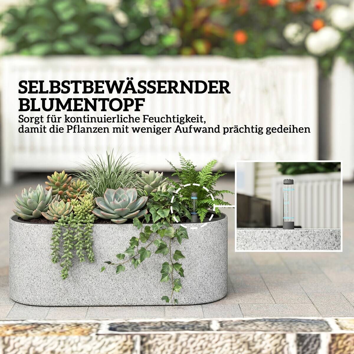 Outsunny Übertopf hellgrau Kunststoff B/H/L: ca. 16x15x42 cm
