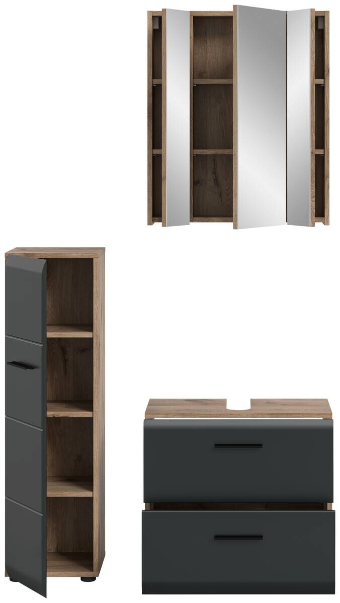 Badezimmer-Set Ice Nox Oak Nachbildung schwarz matt B/H/T: ca. 105x185x30 cm