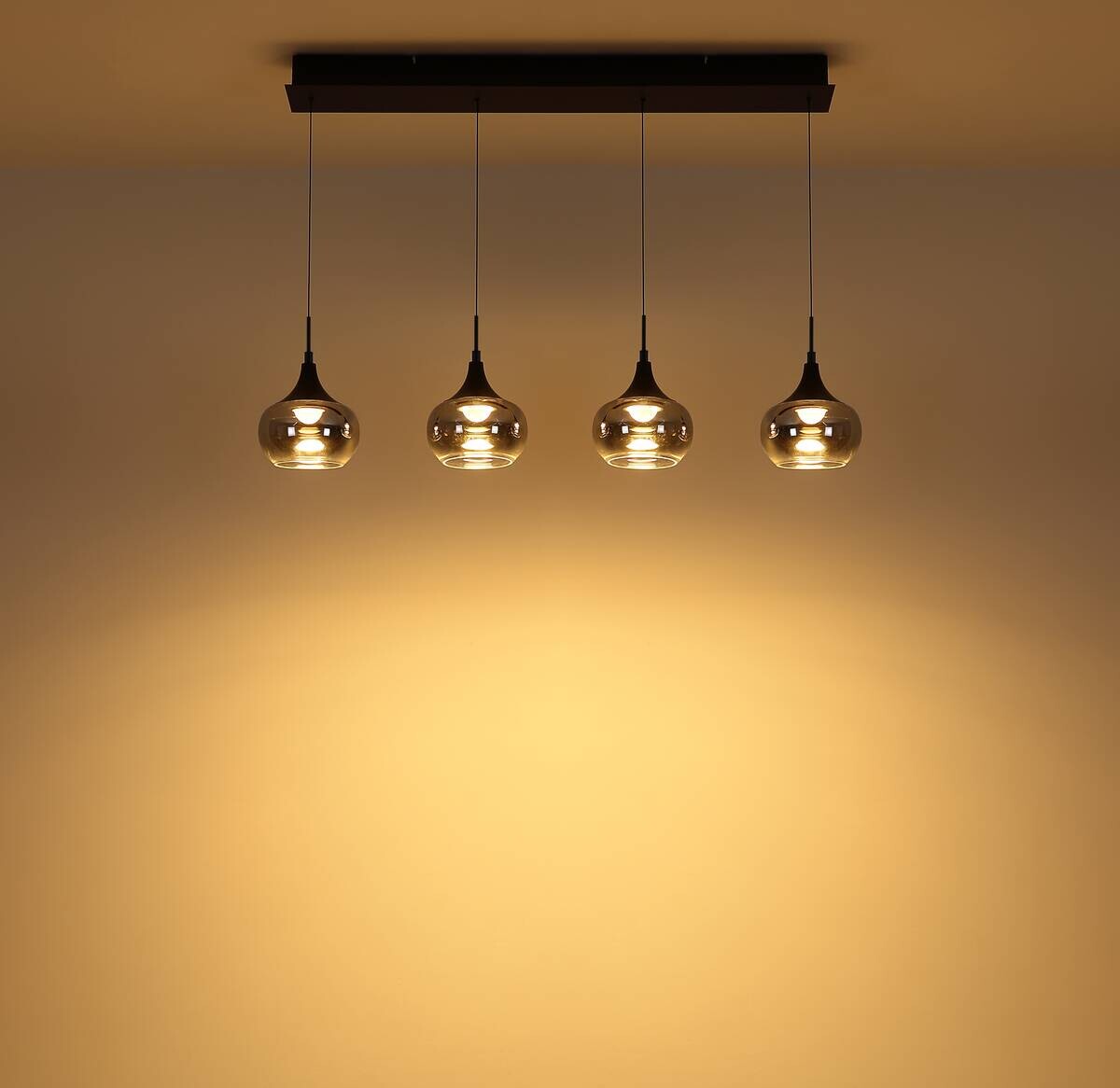 GLOBO LED-Pendelleuchte Rauch schwarz Metall Glas B/H/L: ca. 15x150x90 cm 1 Brennstellen